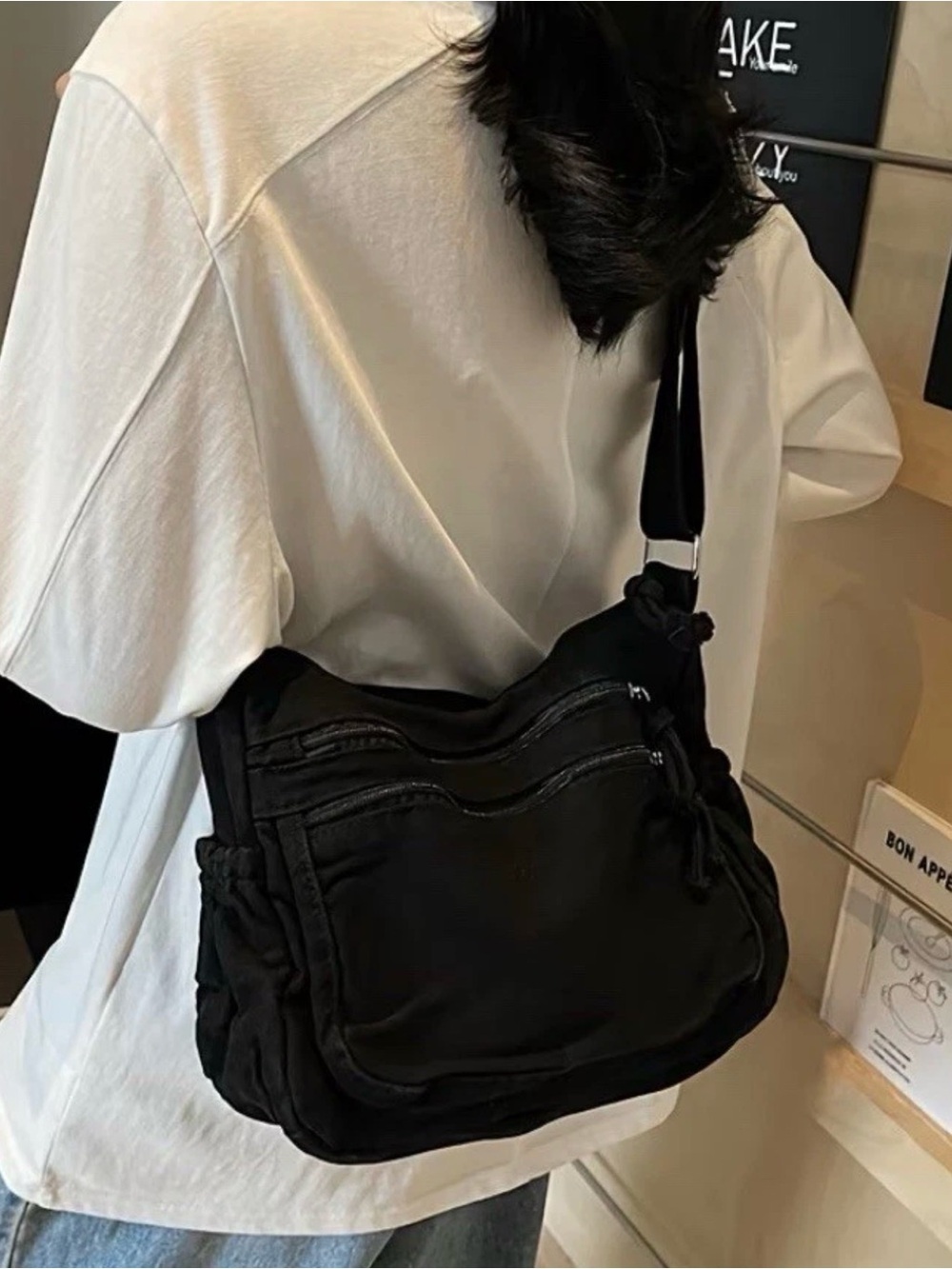 Everyday Black Crossbody Shoulder Bag - Casual Women’s Bag